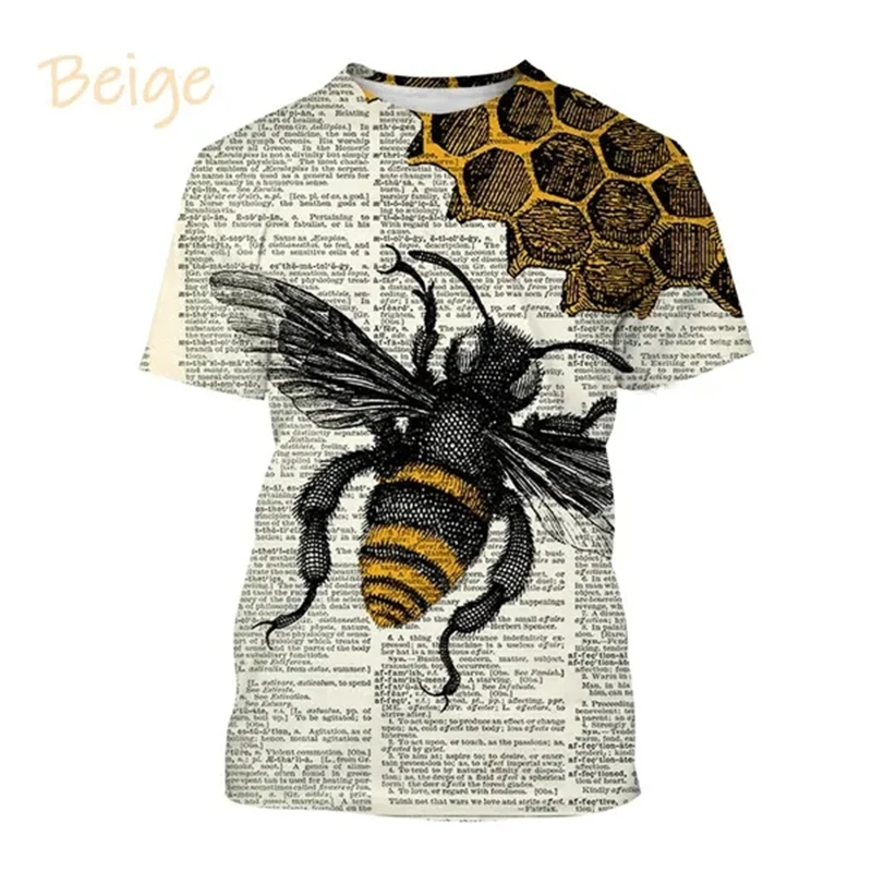 T-shirt unisexe à manches courtes imprimé équation en accent d\'abeille, t-shirts graphiques Hip-Hop, personnalité d\'été, Harajuku, miel, 3D, le plus