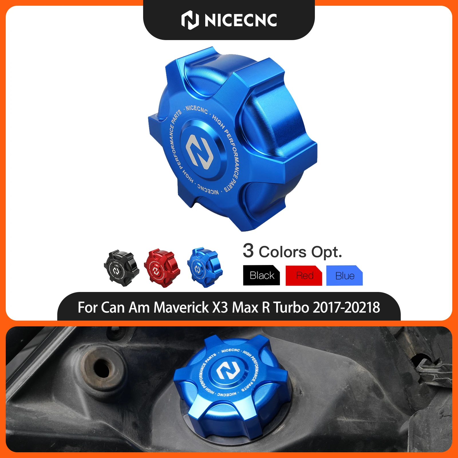 NICECNC For Can-Am Maverick X3 MAX R Turbo DPS 2017-2024 Gas Fuel Tank Cap Cover Leak-Proof Aluminum Alloy UTV Accessories
