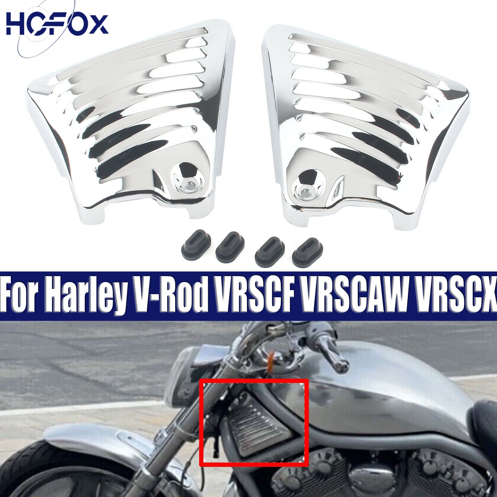 For Harley V-Rod VRSCF VRSCAW VRSCX 2Pcs Chrome Motorcycle Airbox Neck Side Air Intake Cover Protector Black