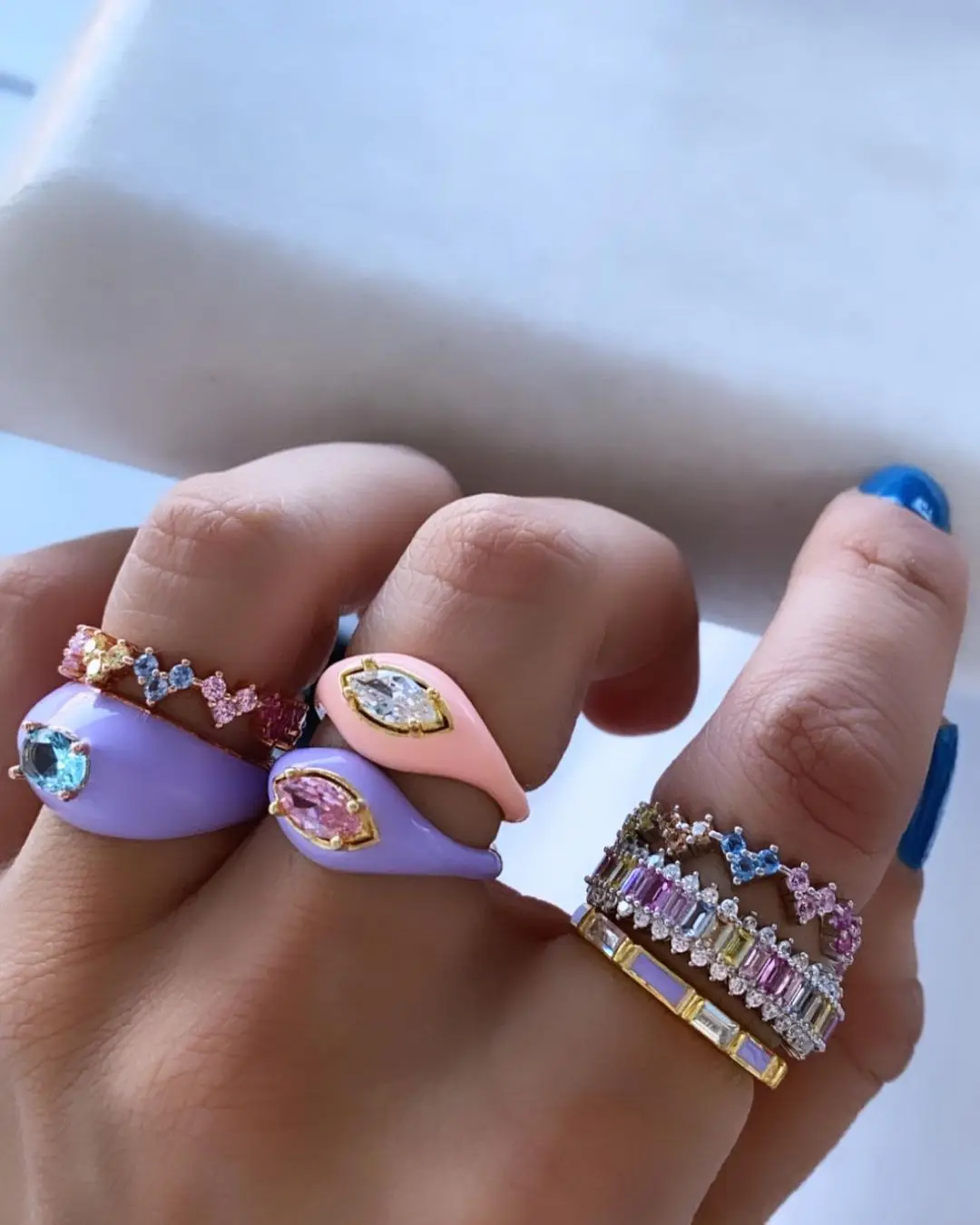 New 4 color Enamel Marquise CZ Rings Adjustable Pave 5A Cubic Zirconia Gold Plated Color for Women Fashion Jewelry Anillos Mujer