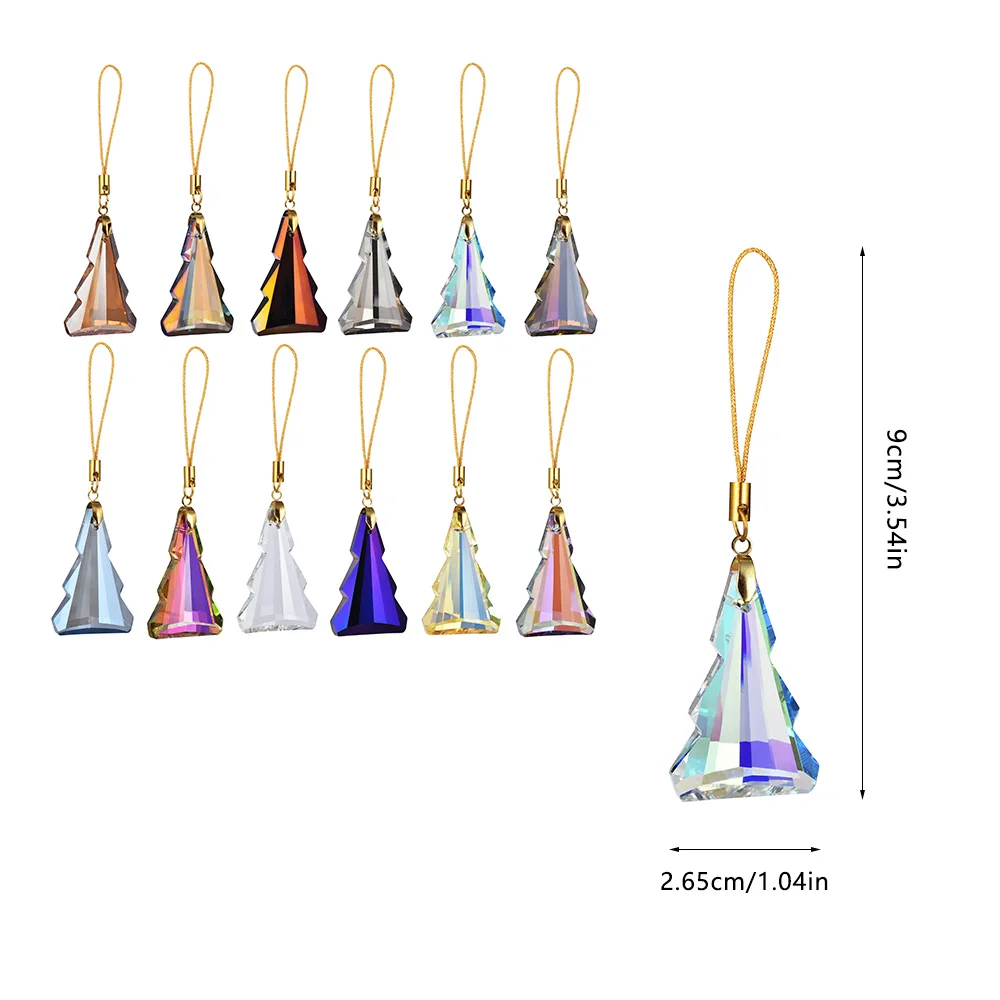 12pcs Multicolor Crystal Glass Christmas Tree Ornaments Christmas Tree Decorations Hanging Ornaments Wedding Party Christmas Hom