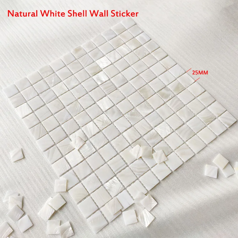 Singapore 25MM Particle Mother of Pearl Wall Tiles Natural White Shell Mosaic Tile 30x30cm For Home Decoration (8 Pcs/Pack)