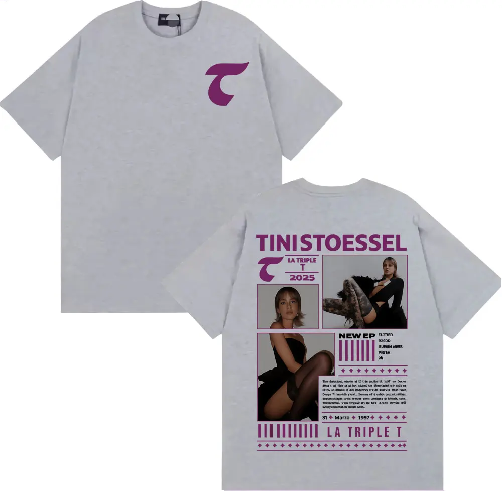 TINI STOESSEL La Triple T Fectura 2025 جولة ميرش تي شيرت الرجال النساء Harajuku الجمالية تي شيرت ريترو عادية 100% القطن تي شيرت #5