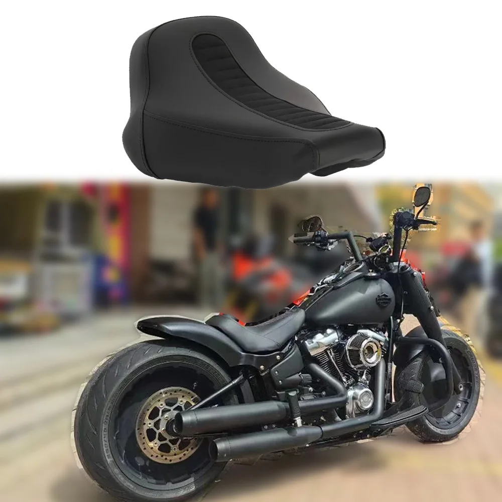 

Motorcycle Black Solo Driver Rider Bobber Seat Low Profile Cushion Seat For Harley Softail FXBR FLFB 2018 up