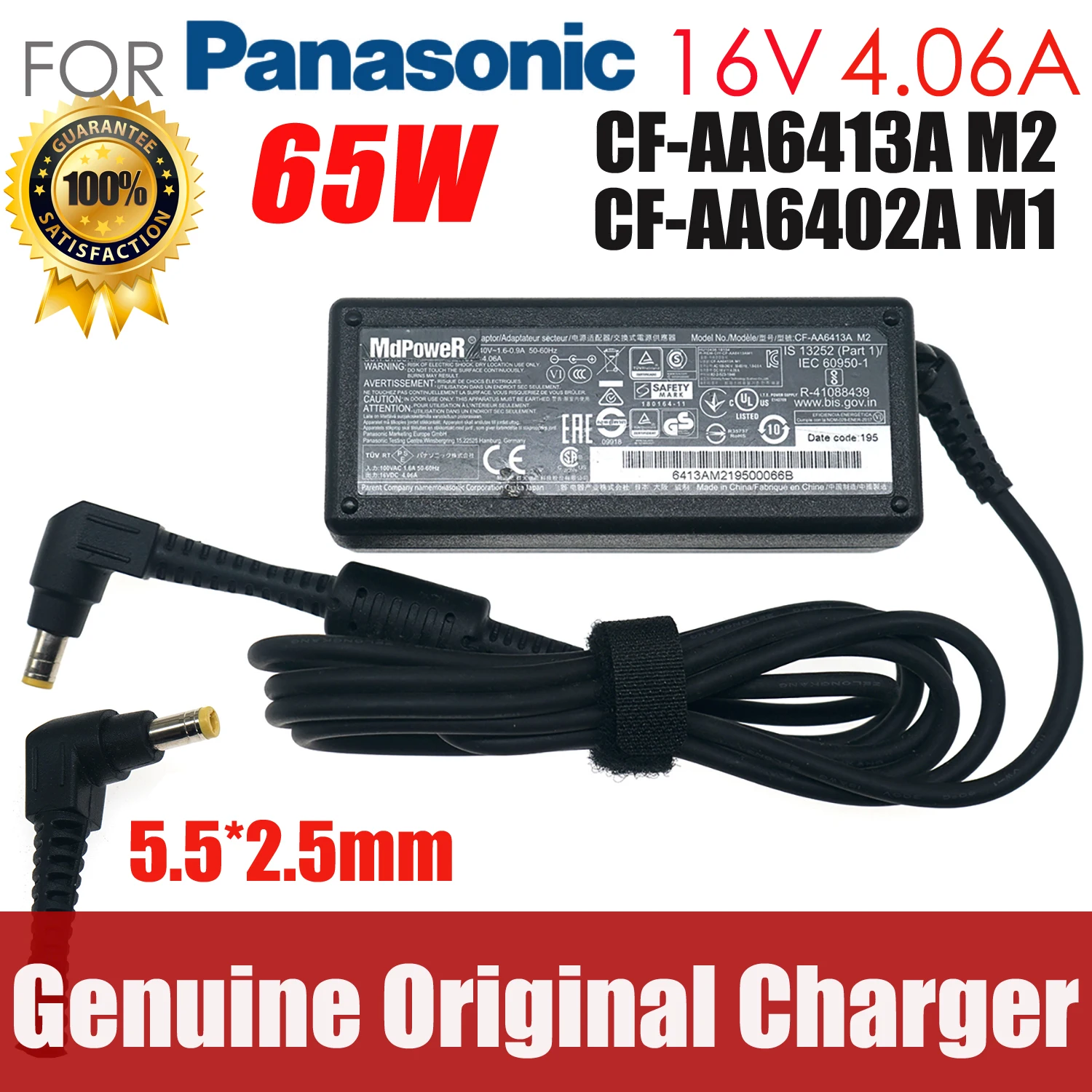 

Genuine 16V 4.06A 65W AC Adapter For Panasonic CF-AA6413C CF-AA6413CM CF-AA6402A M1 CF-SX1/SX2 SX3/LX3/SZ6 Power Supply Charger