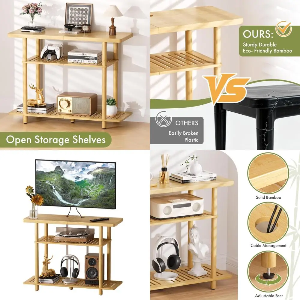 

Compact 3-Tier TV Stand for TVs up to 32, Storage, Ideal for Small Spaces, Dimensions 31.5 x 24.2 x 11.8