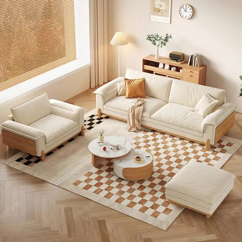 Wood Living Room Sofas Fancy Nordic White Individual Loveseat Lazy Sofa Lounge Floor Sofy Do Salonu Apartment Furniture