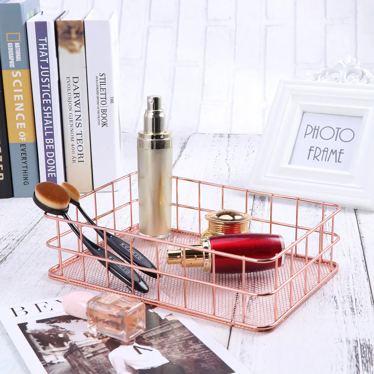 

Large Storage Basket 24 5x16x6 5cm Iron Mesh Kitchen Shelf Baskets Decorative Wire Home Organizer Fruit Snacks Tray Metal