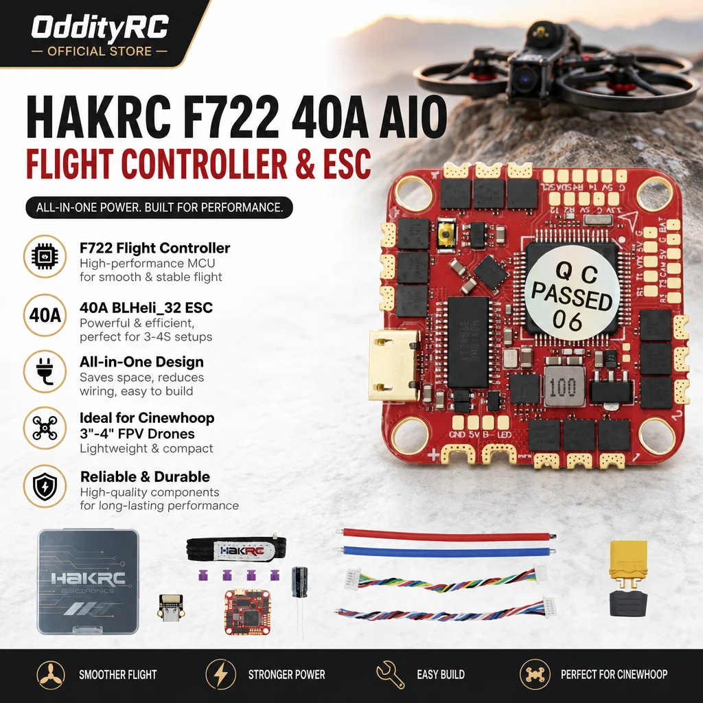 OddityRC HAKRC F722 40A AIO Flight Controller ESC for Cinewhoop 3 4 Inch FPV Drone
