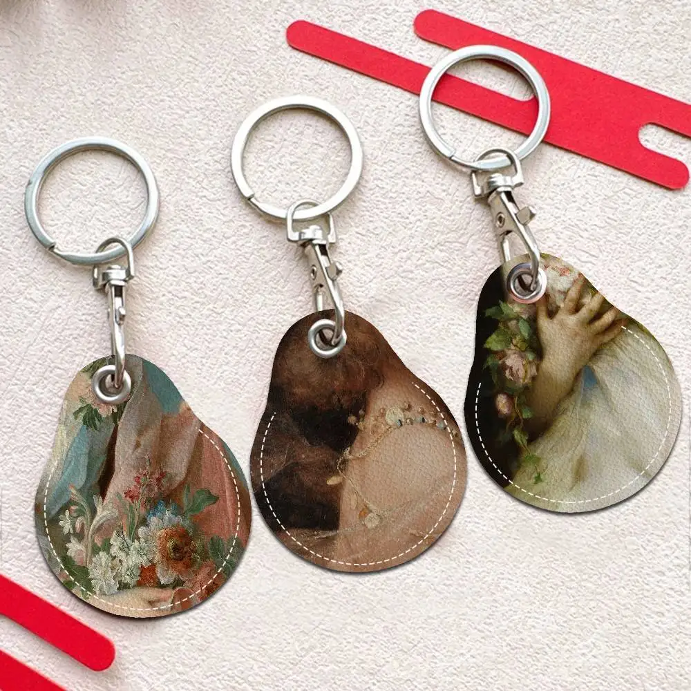 

Ренессанс Художественная роспись узор брелок для ключей сумка для карт доступа брелок для ключей кожаный держатель для карт брелок для ключей дверной замок