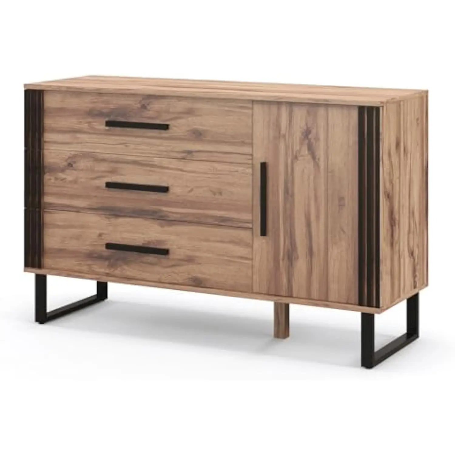 

Buffet cabinet with storage, kitchen sideboard with 3 large drawers & 1-door storage cabinet, wood cupboard w/adjustable shelve