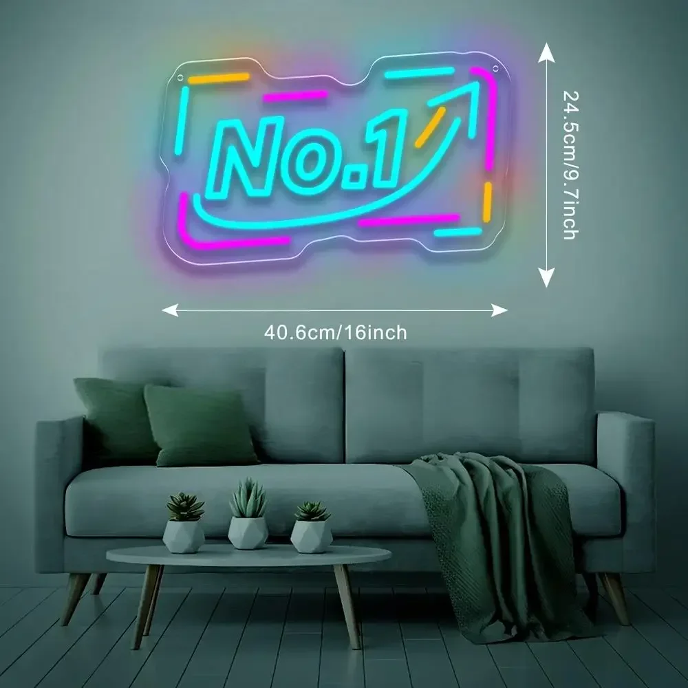 NO.1 Neon Sign Up Arrow LED Neon Light USB Powered Dimmable for Study Gaming Room Party Wall Decor Motivational Gift for Winners