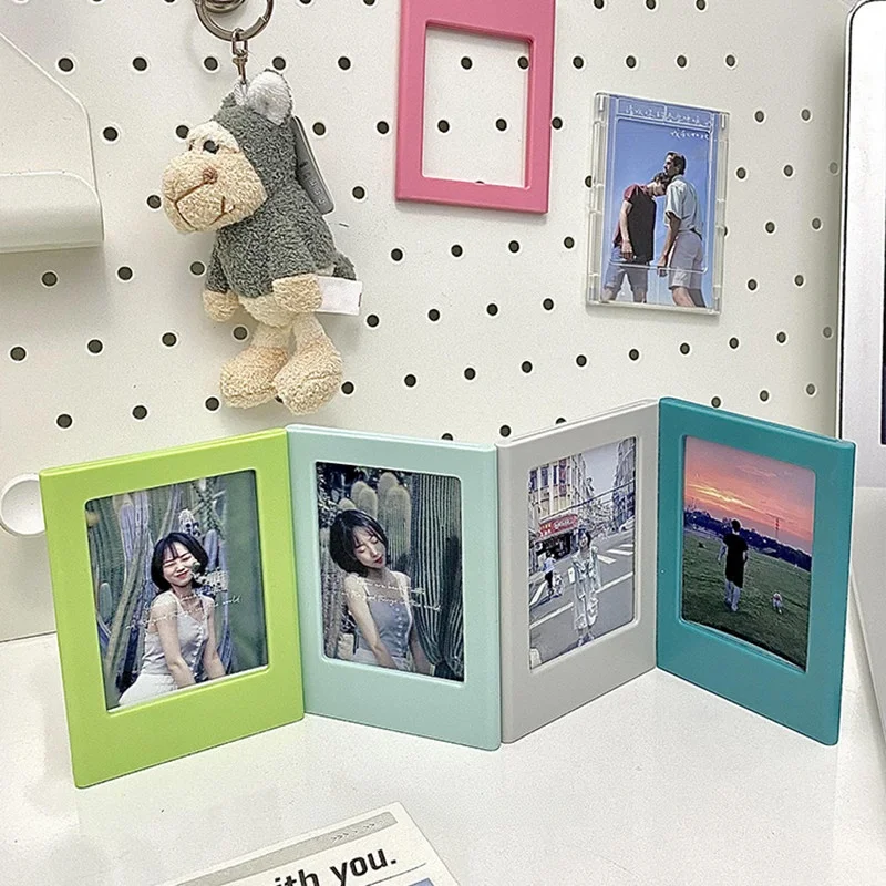 Minimalist 3 Inch Photocard Frame & Fridge Magnet, Macaron Color Instant Photo Display Case, for Anime Kpop Merch & Home Decor