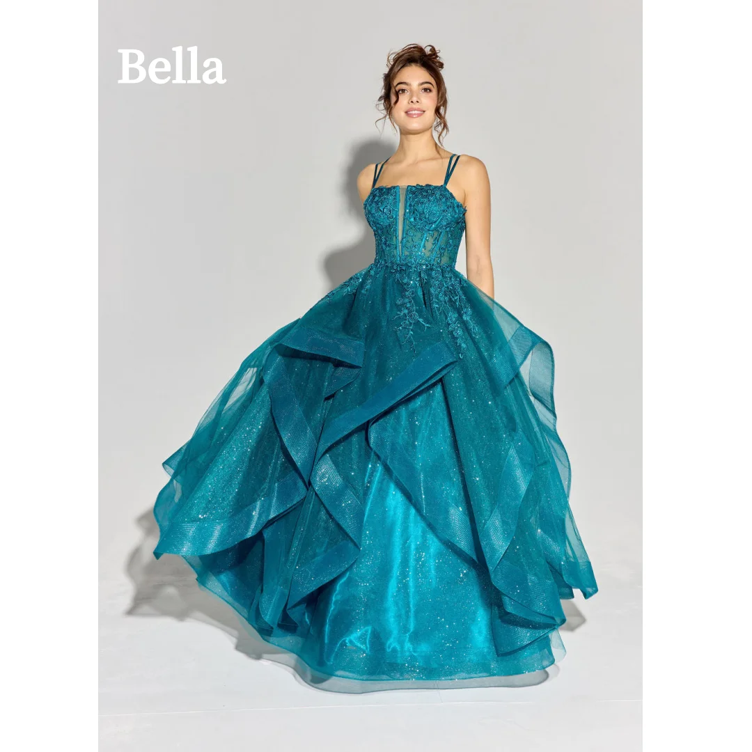 

Вечернее платье Bella с индивидуальным дизайном, расшитое пайетками, на тонких бретельках, блестящее, длинное, для выпускного вечера, 2026