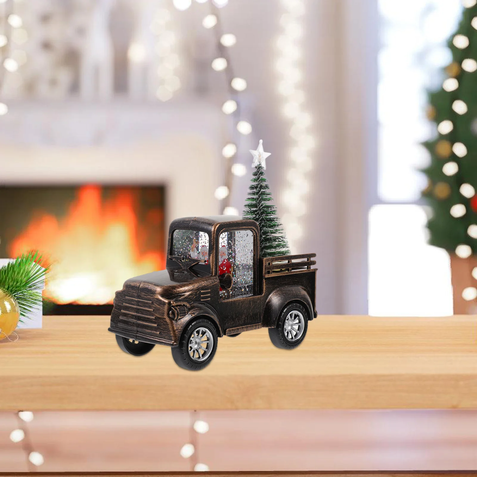 

Santa Christmas Tree Tractor Operated Light Xmas Scene Prop Christmas Crafts Tabletop Decoration Holiday Gift