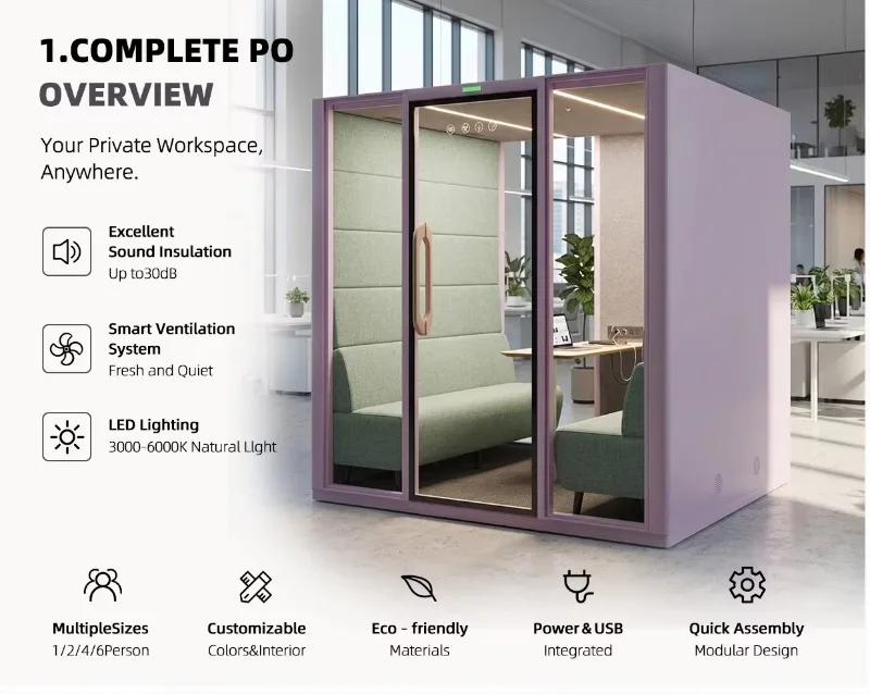 New Design Soundproof Pod Silent Booth Soundproof Booth Office Pod Work Space and Study Pod Sound Proof Booth