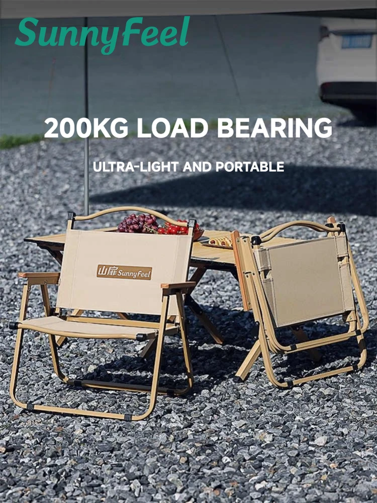 SUNNYFEEL Camping-Kermit-Stuhl, langlebig, 200 kg belastbar, tragbarer Outdoor-Klappstuhl mit 54 cm
