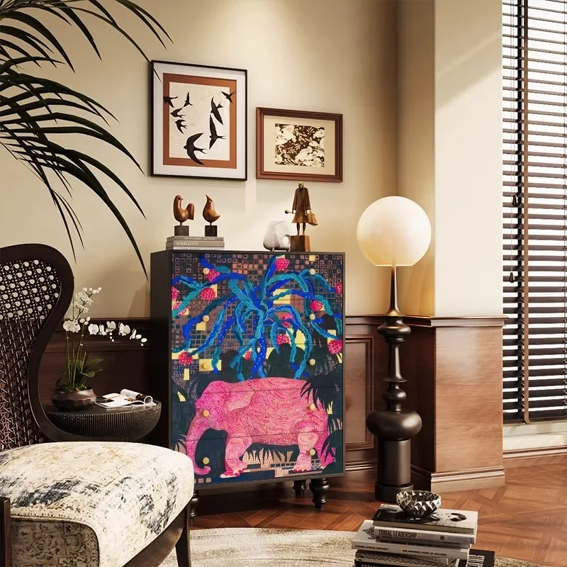 

Ретро окрашенный комод из цельного дерева, гостиная у стены, французский шкаф на крыльце, декоративный шкафчик, прикроватная тумбочка для спальни