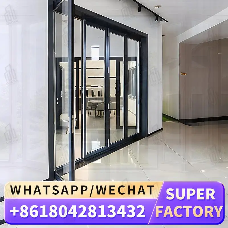 

Sliding Bifold Folding Tempered Glass Doors Soundproof Burglar Proof for Houses Office Exterior for Sale