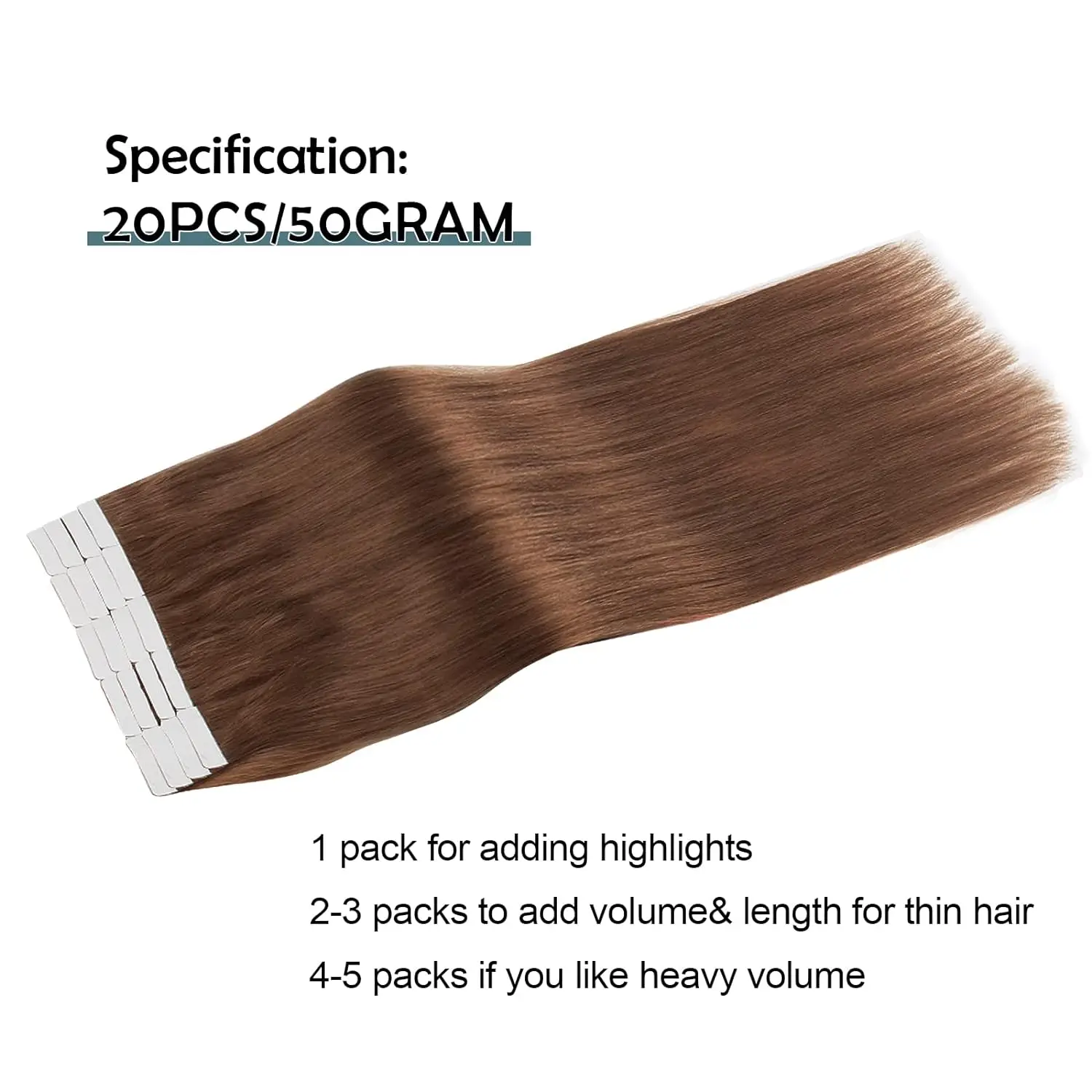 Straight Tape In Hair Extensions 100% Human Hair Adhesive Replaceable Seamless Skin Weft Tape 20pcs/50g For Women 22 24 26 Inch