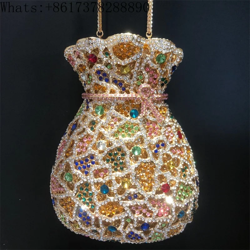 Vase high-end money  diamond inlay, dinner bag with magnetic buckle, women's  for foreign trade, handmade diamond dots