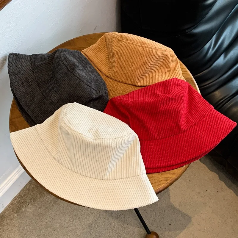Custom Corduroy Bucket Hat for Women and Men Fashion Design Brand LOGO Letter Embroidery Hats Customized Corduroy Hats Unisex