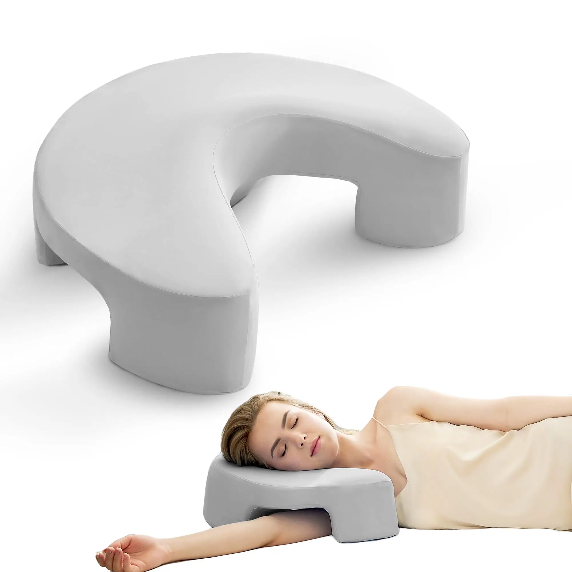 Memory Foam Side Sleeper Pillow with Arm Hole Ergonomic Cervical Support for Neck and Shoulder Pain Relief