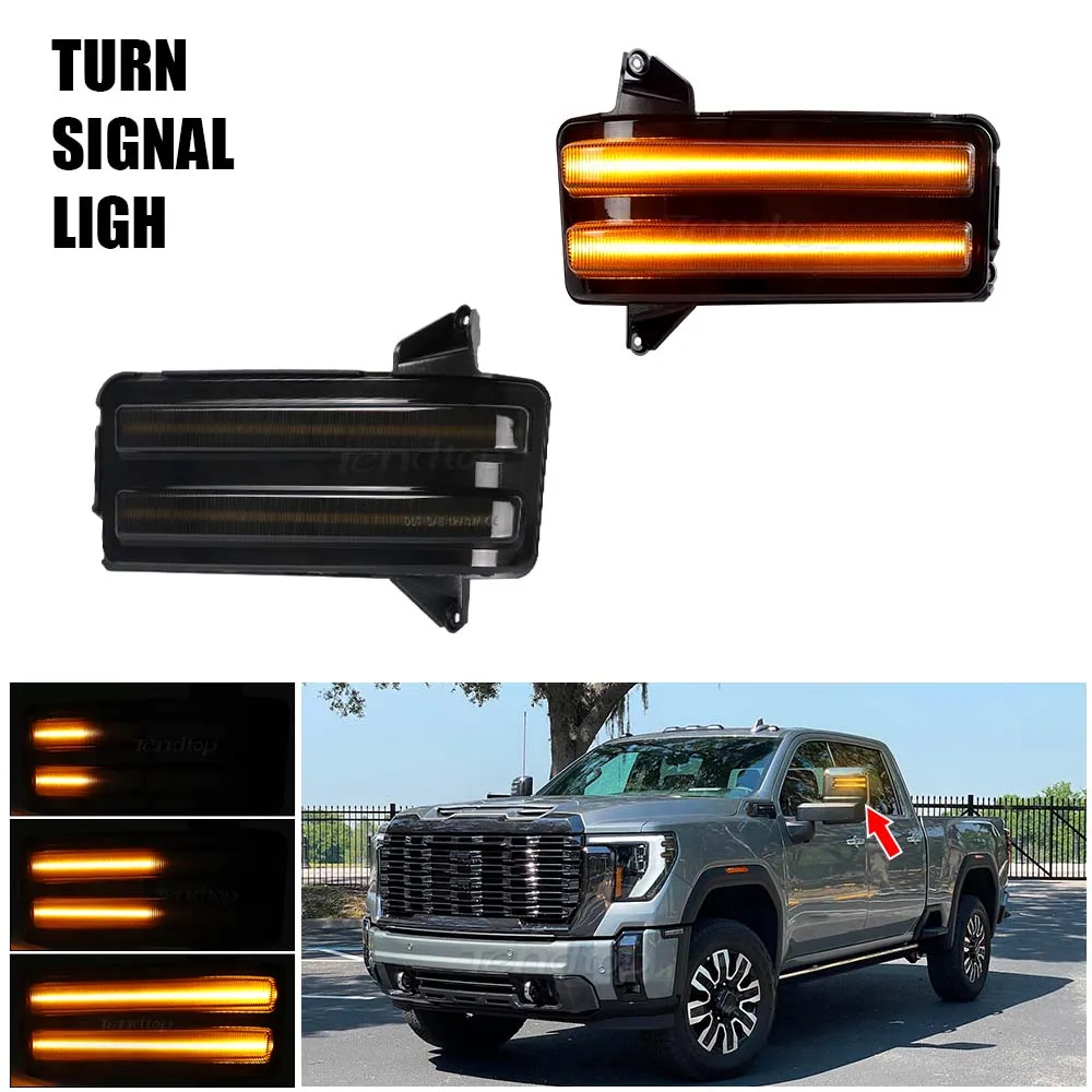 LED Dynamic Amber DRL Side Mirror Marker Light Switchback Turn Signal Light For Chevy Silverado GMC Sierra 2500 3500 2020-2023