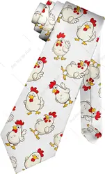 chicken rooster cartoon farm theme Men's Tie Funny Novelty Necktie Party Wedding Business Neckties for Men Teen Boy