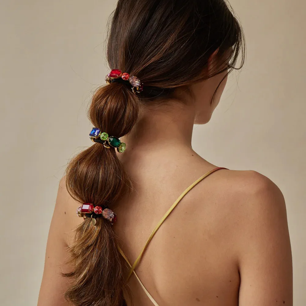 

2025 New Color Ponytail Hair Circle Tie Hair Arc Shape Rhinestone Hair Accessory Is A Sweet and Fashionable Headwear for Women