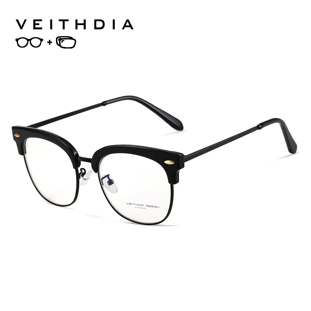

VEITHDIA Prescription Glasses Photochromic Progressive Custom Myopia Optical Round Reading Eyeglasses Frame For Female P1001