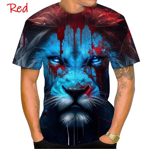

Personality 3D Printing T-shirt Animal Lion Tiger Tshirt Punk Street Cool Short-sleeved Top