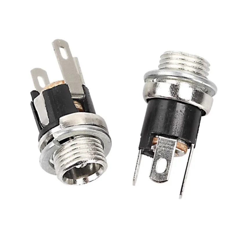 10/50/200PCS DC025 5.5x2.1mm 5.5x2.5mm DC Socket With Nut DC-025 DC Power Jack Socket Female Panel Mount Connector