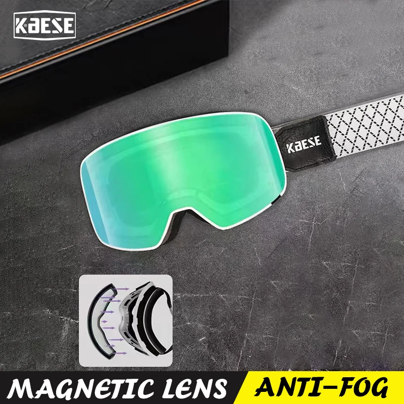 2025 Newest Green Magnetic Ski Goggles Anti-fog UV400 Goggles Double Layer Lens Ski Eyewear Factory Price Hot Sale