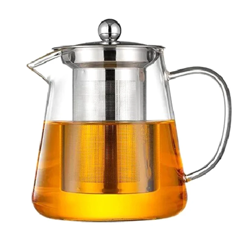 

Transparent Glass Teapot, Including Stainless Steel Filter Liner, Resistant To High Temperatures,Suitable For Making Tea