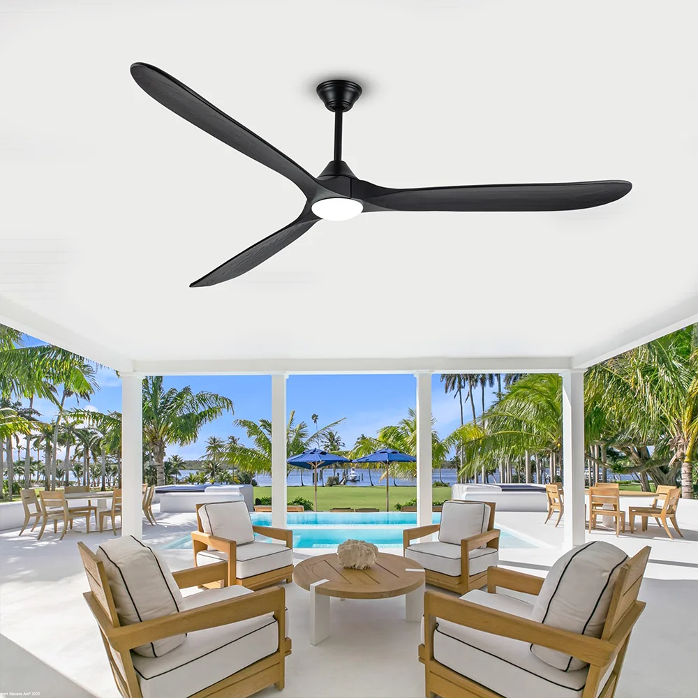 ventilador techoHot Sale LED Ceiling Fan Rustic High Quality 3 Wooden Blades BLDC 6 Speed Large Airflow Remote Control Ceiling F