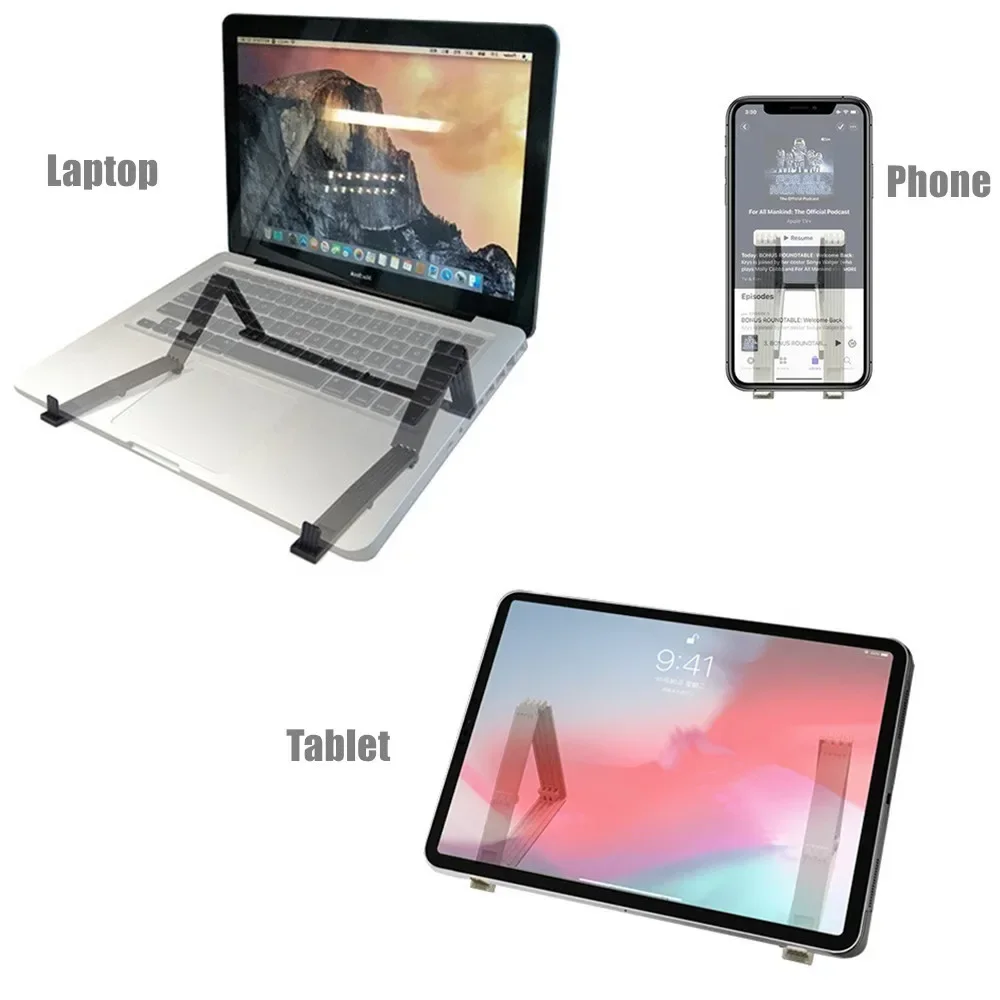 Foldable Laptop Riser Stand for Desk Notebook Support Mini Laptops Keyboard Stands Plastic Holder for Tablet Phone