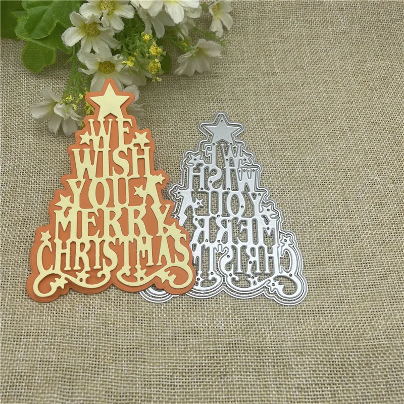 Счастливого Рождества формы металлические режущие штампы трафареты для DIY Скрапбукинг декоративное тиснение ручной работы шаблон