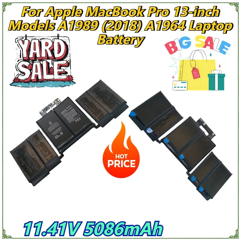 

11.41V 5086mAh For Apple MacBook Pro 13-inch Models A1989 (2018) A1964 Laptop Battery