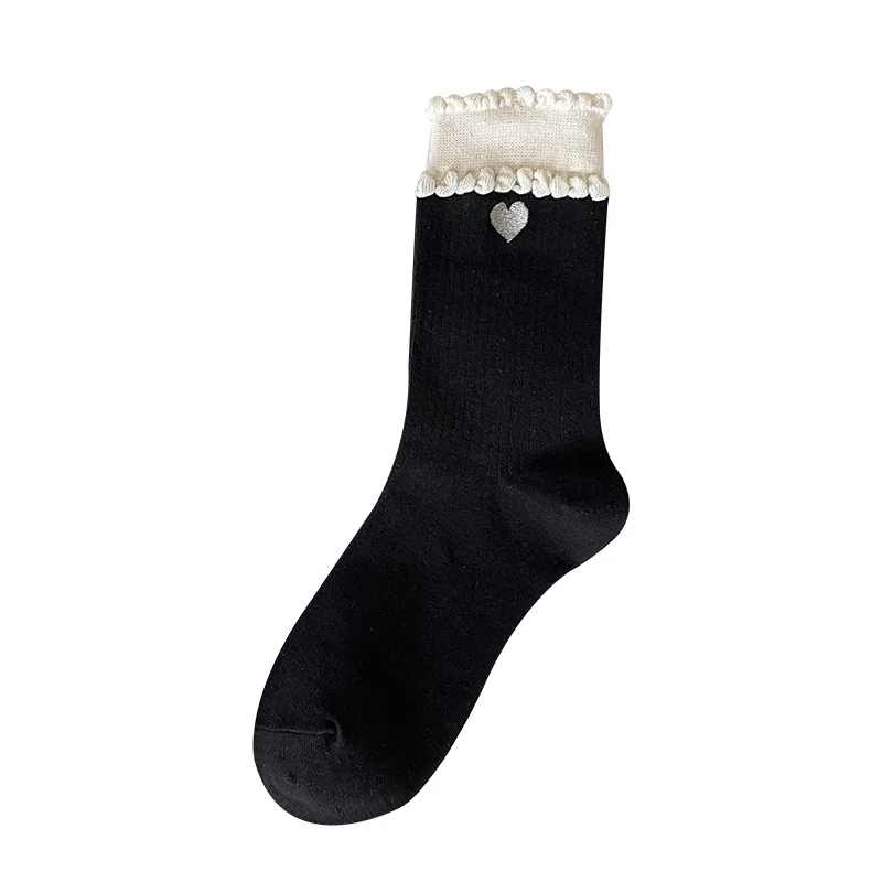 Damensocken Koreanische Spitze Liebe Kawaii Süße süße vielseitige japanische Lolita JK Bequeme hochwertige Baumwollsocken für Mädchen