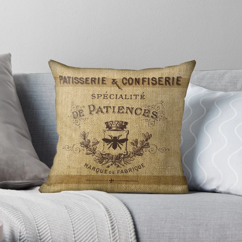 

Bonjour ! - Faux Grain Sack Pillow (Patisserie) Throw Pillow Decorative Cushion