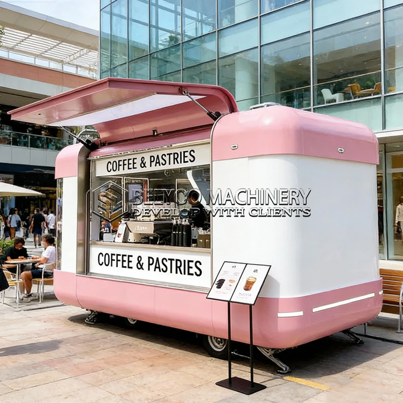 Belyoo Hot Sale Food Truck Ice Cream Hot Dog Stand Food Truck Food Cart Refrigerator Mobile Food Caravan Fast Food Trailer