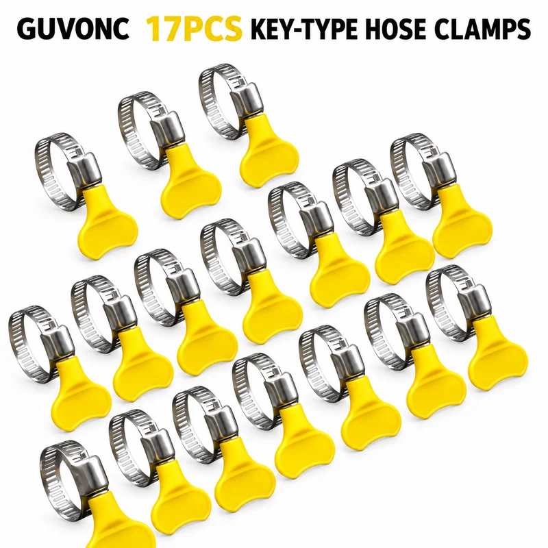 Hand Twist Hose Clamps with Yellow Butterfly Handle Stainless Steel Pipe Clamp for Irrigation Plumbing Hose Connection