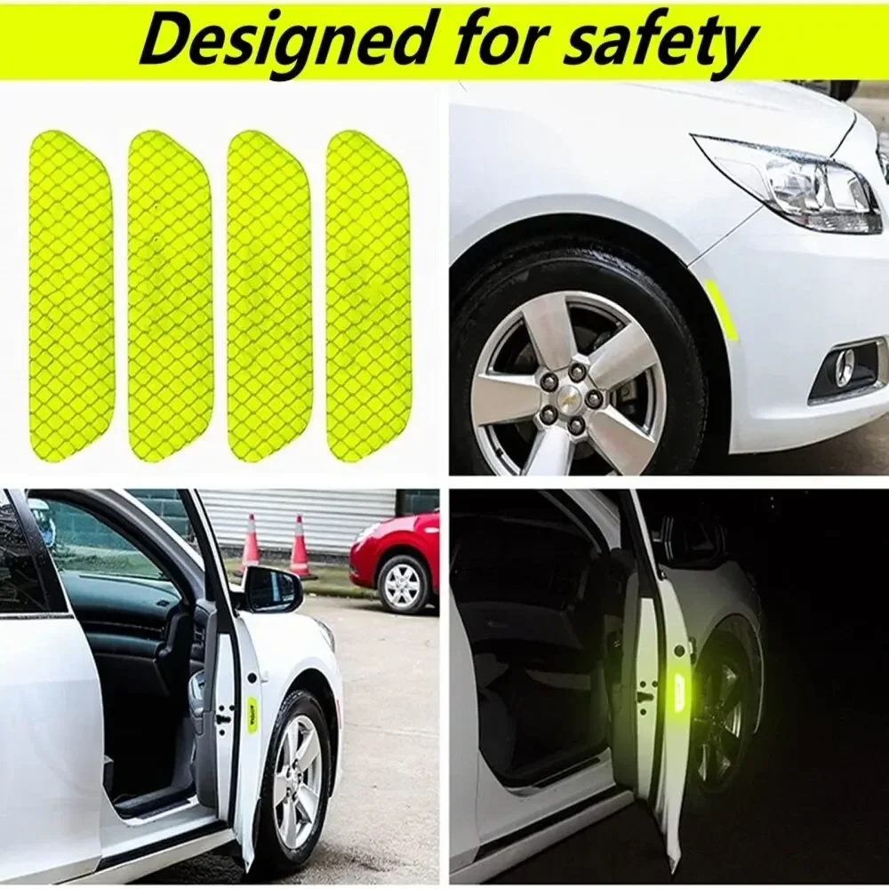 4 PCs Auto Tür Aufkleber Sicherheit Öffnung Warnung Reflektor Band Aufkleber Auto Auto Zubehör Außen Innen Reflektor Aufkleber