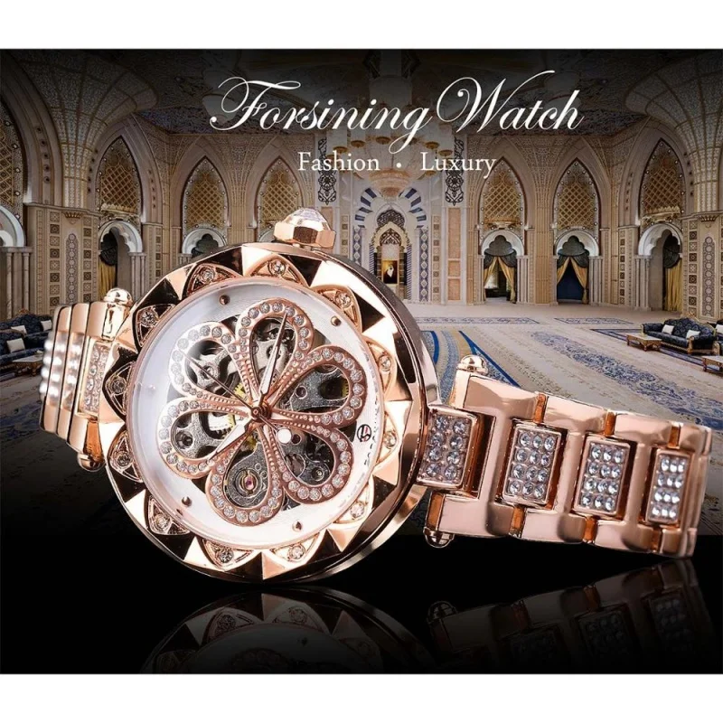 Official brand of free shippingEuropean and American Style Women's Automatic Mechanical Watch Hollow Sheet Plate Fashion Leisure