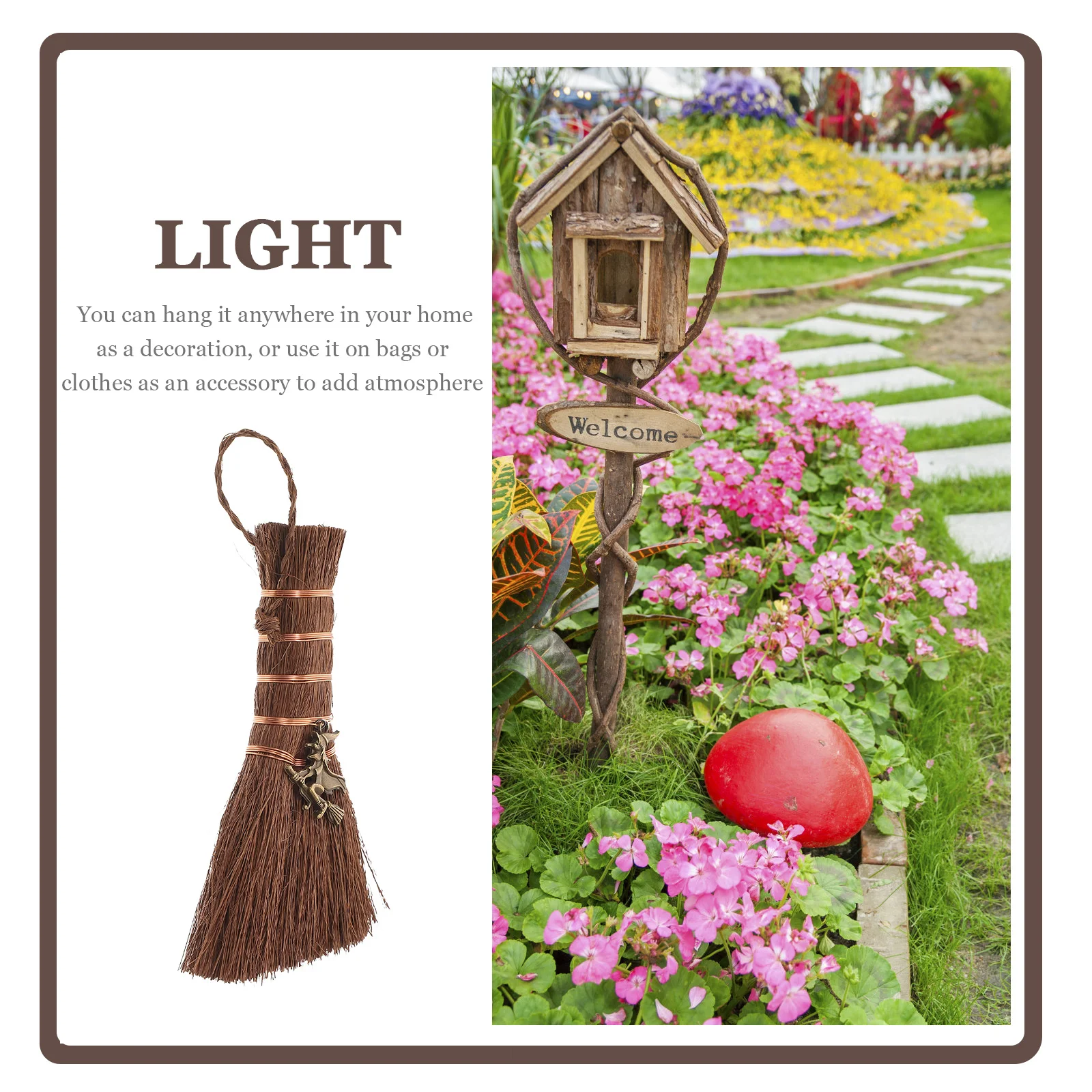 

Halloween Broom Charm Pendant Exquisite Brown Witch Broom Car Hanging Decor DIY Craft Pendant for Party Home Decor