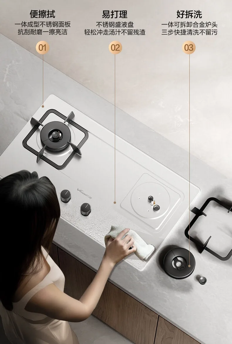 

Wanhe gas stove natural gas stainless steel fire embedded household gas double stove plaque de cuisson gaz