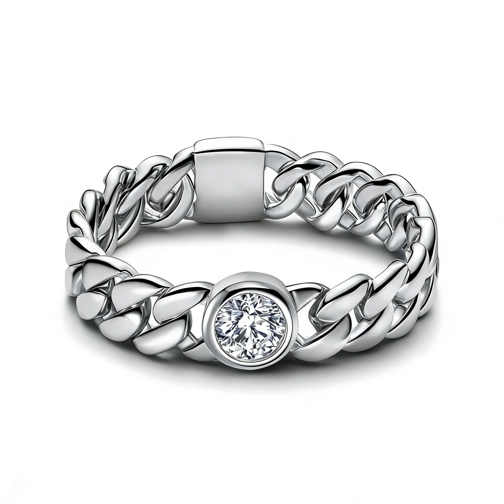 Women's 925 Sterling Silver Engraved Signet Ring with Zircon