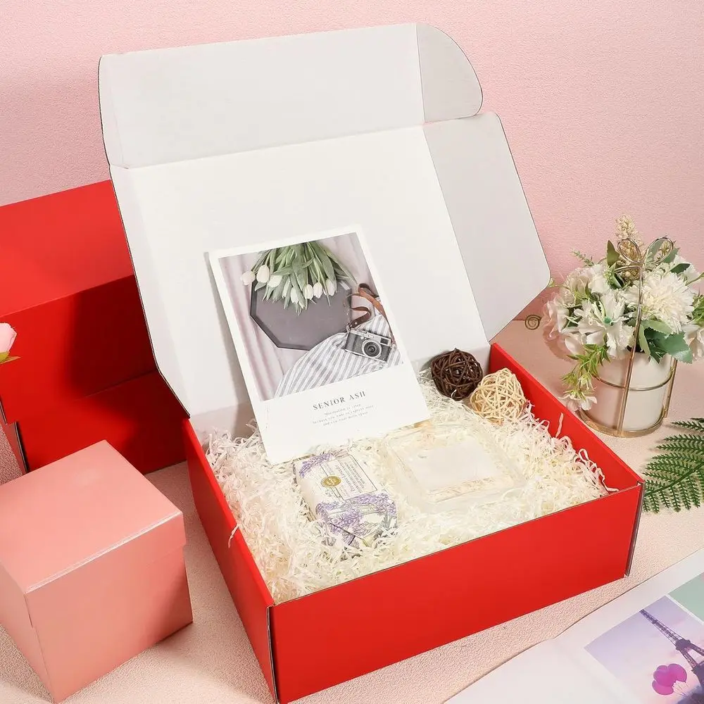 Pacote com 40 Caixas de Papelão Corrugado 12x9x4 Polegadas para Envio, Documentos e Embalagens de Pequenos Negócios (Vermelho)