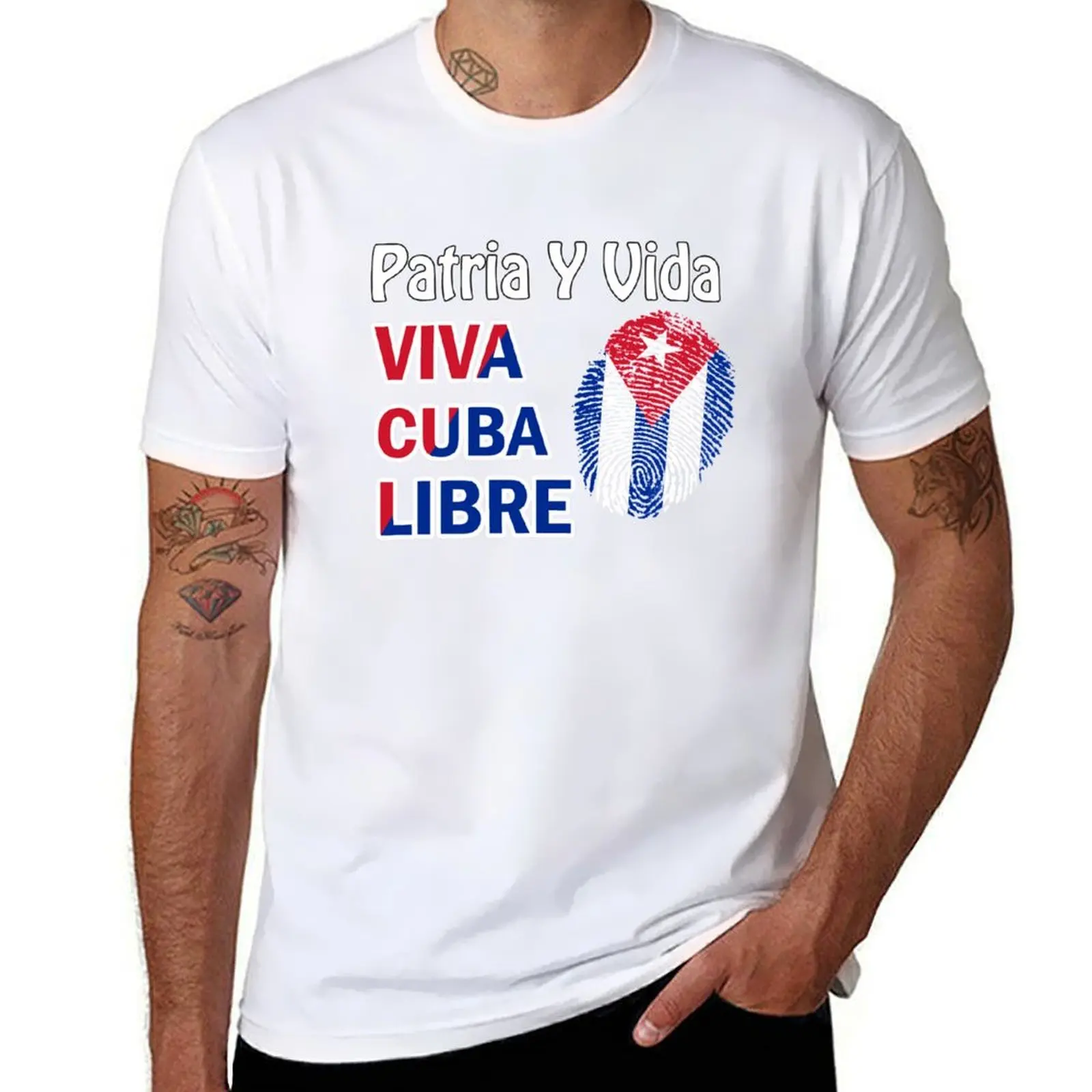 

PATRIA Y VIDA VIVA CUBA LIBRE T-Shirt Stylish Print Short Sleeve Tee